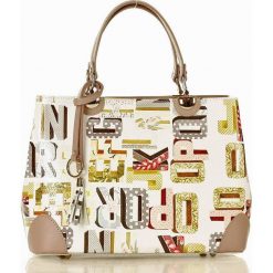 Torebka italian bag kuferek skóra MARCO MAZZINI - lettera beż. Szare kuferki damskie MAZZINI, w paski, ze skóry, eleganckie, bez dodatków. Za 279,00 zł.