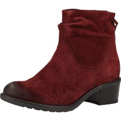 Skórzane botki w kolorze bordowym. Czerwone botki damskie Tamaris, Caprice, Marco Tozzi, s.Oliver, ze skóry, bez obcasa, na obcasie, bez zapięcia. W wyprzedaży za 219,95 zł.