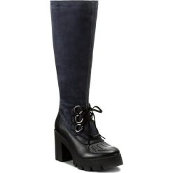 Kozaki EVA MINGE - Leonor 2R 17SM1372225EF 107. Niebieskie buty zimowe damskie marki Eva Minge, z nubiku, przed kolano, na wysokim obcasie, na obcasie. W wyprzedaży za 329,00 zł.