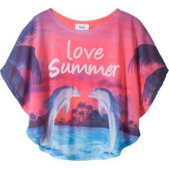 Shirt plażowy dziewczęcy bonprix jasnoróżowy z nadrukiem. Różowe bluzki dziewczęce bonprix, z nadrukiem, z poliesteru, bez kołnierzyka, bez rękawów, bez kaptura. Za 37,99 zł.
