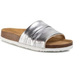 Klapki DR. BRINKMANN - 701492 Silber 92. Szare klapki damskie Dr. Brinkmann, bez wzorów, ze skóry ekologicznej, bez obcasa. Za 189,00 zł.
