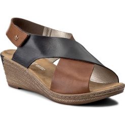 Rzymianki damskie: Sandały RIEKER – 62486-24 Brown Combination