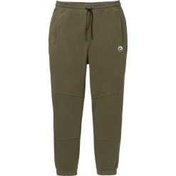 Spodnie sportowe z materiału pigue o waflowej strukturze bonprix ciemnooliwkowy. Zielone spodnie męskie bonprix, s, bez wzorów, sportowe. Za 99,99 zł.