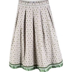 Spódnica w ludowym stylu bonprix matowy srebrny - zieleń paproci wzorzysty. Szare spódniczki damskie bonprix, w paski, z satyny, eleganckie. Za 149,99 zł.