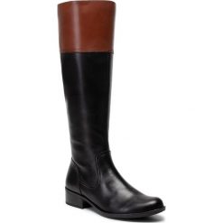 Kozaki CAPRICE - 9-25522-23 Black/Cognac 035. Czarne kozaki damskie Caprice, ze skóry, przed kolano, na wysokim obcasie, na obcasie, bez zapięcia. Za 549,00 zł.