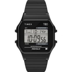 Timex - Zegarek TW2R67000. Czarne, cyfrowe zegarki damskie Timex, metalowe. Za 279,90 zł.