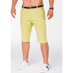 Krótkie spodenki męskie bermudy P402 - żółte. Żółte spodenki i szorty męskie Ombre Clothing, m, bez wzorów, z bawełny, krótkie. Za 25,00 zł.