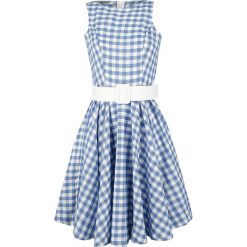 Belsira Karokleid Sukienka jasnoniebieski/biały. Białe sukienki Belsira, m, z jersey, vintage, z dekoltem karo, bez rękawów. Za 199,90 zł.