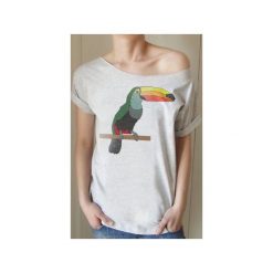 Tukan szary krótki oversize. Szare t-shirty damskie One mug a day, xxl, bez wzorów, bez kołnierzyka. Za 85,00 zł.