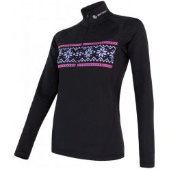 Bluzy damskie: Sensor Bluza Damska Thermo Czarna Ze Wzorem S
