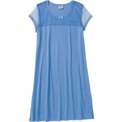 Koszula nocna bonprix średni niebieski. Niebieskie koszule nocne damskie bonprix, bez wzorów, bez kołnierzyka, bez rękawów. Za 34,99 zł.