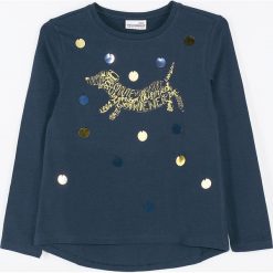 Coccodrillo - Longsleeve dziecięcy 128-146 cm. Niebieskie bluzki dziewczęce COCCODRILLO, z nadrukiem, z dzianiny, z okrągłym kołnierzem, z długim rękawem, długie, bez kaptura. Za 55,90 zł.