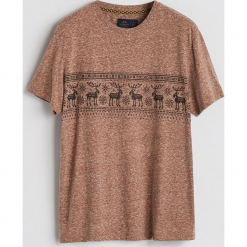 T-shirt z motywem zimowym - Brązowy. Brązowe t-shirty męskie Reserved, l. Za 39,99 zł.