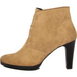 Skórzane botki w kolorze jasnobrązowym. Pomarańczowe botki damskie Bluetag, Gusto, ze skóry, bez obcasa, na obcasie, na sznurówki. W wyprzedaży za 329,95 zł.