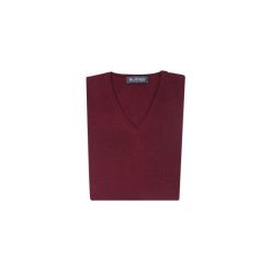 Bordowy sweter męski w szpic SW2. Czerwone swetry męskie Lanieri Fashion - swetry męskie, m, bez wzorów, z bawełny, casualowe, z dekoltem w serek, bez kaptura. Za 117,00 zł.