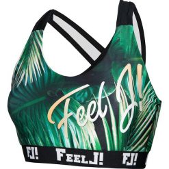 Stanik sportowy TROPICANA. Żółte topy damskie FJ!, s, bez wzorów, z elastanu, bez rękawów, do biegania. Za 139,00 zł.