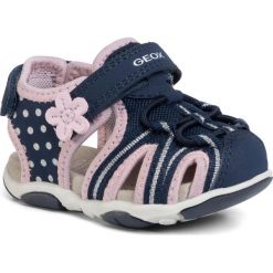 Sandały GEOX - B S.Agasim G. E B020ZE 05014 C0694 M Navy/Pink. Niebieskie sandały dziewczęce Geox, ze skóry ekologicznej, bez zapięcia. W wyprzedaży za 179,00 zł.