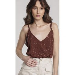 Brązowy Top Adrianore. Pomarańczowe bluzki damskie Renee, s, bez wzorów, bez kołnierzyka, bez rękawów. Za 59,99 zł.