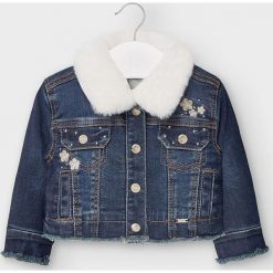 Mayoral - Kurtka jeansowa dziecięca 74-98 cm. Niebieskie kurtki dziewczęce Mayoral, z haftami, z elastanu, krótkie, bez kaptura. Za 153,90 zł.