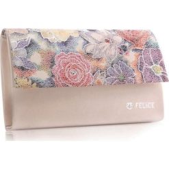 Wzorzysta damska kopertówka F13D beżowy. Brązowe kopertówki damskie Felice, na co dzień, w paski, eleganckie, małe, bez dodatków. Za 67,00 zł.
