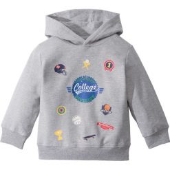 Bluza z kapturem bonprix jasnoszary melanż z nadrukiem. Szare bluzy męskie z kapturem marki bonprix, m, z nadrukiem. Za 37,99 zł.