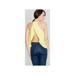 Bluzka K392 Limonka. Zielone bluzki damskie Lenitif, xl, bez wzorów, z falbankami, bez rękawów. Za 99,00 zł.