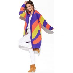 Kardigan oversize w paski fiolet-pomarańcz. Swetry damskie Lemoniade, s, w paski. Za 199,90 zł.