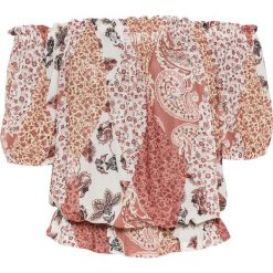 Shirt z siatkowego materiału bonprix czerwony paisley. Czerwone koszulki damskie bonprix, bez wzorów, z elastanu, bez kołnierzyka. Za 64,99 zł.