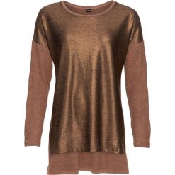 Shirt z dżerseju z metalicznym nadrukiem bonprix brązowy melanż. Pomarańczowe koszulki damskie marki bonprix, z nadrukiem, z dżerseju, bez kołnierzyka, bez rękawów. Za 54,99 zł.