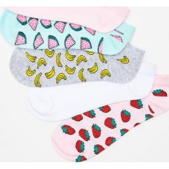 5 pack skarpetek z owocowym motywem - Wielobarwn. Szare skarpetki damskie marki House, bez wzorów. Za 29,99 zł.