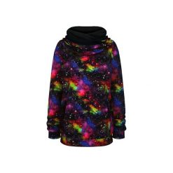 Kangurka z dużym kapturem unisex galaktyka / kosmos. Czarne bluzy damskie ekoszale, z bawełny, klasyczne. Za 170,00 zł.