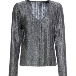 Sweter rozpinany bonprix srebrny. Szare swetry damskie bonprix, bez wzorów, eleganckie, bez rękawów, bez kaptura. Za 54,99 zł.