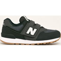 New Balance - Buty dziecięce YV574DMK. Czarne trampki chłopięce New Balance, bez wzorów, z gumy, sportowe, z okrągłym noskiem, bez zapięcia. Za 229,90 zł.