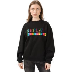 Replay Bluza Czarny. Czarne bluzy damskie Replay, s, z nadrukiem, z bawełny, bez rękawów, bez kaptura. Za 516,95 zł.