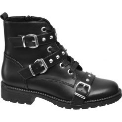 Botki damskie Catwalk czarne. Czarne botki damskie na obcasie Catwalk, z materiału, na sznurówki. Za 159,90 zł.