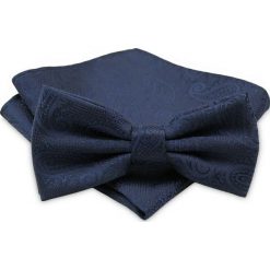 Męska Mucha Granatowa - ALTIES - Taka Sama Poszetka, Paisley MUALTS0342. Niebieskie muszki męskie Alties, na imprezę, w paski, eleganckie. Za 40,00 zł.