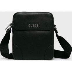 Guess Jeans - Saszetka. Czarne torby męskie skórzane Guess Jeans, w paski, z poliesteru, casualowe, małe. Za 329,90 zł.
