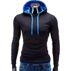 Bejsbolówki męskie: BLUZA MĘSKA Z KAPTUREM CAMILO – CZARNO-NIEBIESKA