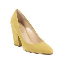 Buty ślubne damskie: Skórzane czółenka w kolorze żółtym