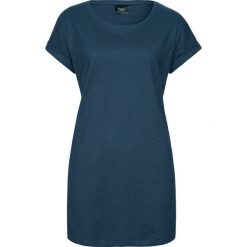 Długi shirt "boxy", krótki rękaw bonprix ciemnoniebieski. Niebieskie koszulki damskie bonprix, bez wzorów, bez kołnierzyka, z długim rękawem. Za 29,99 zł.