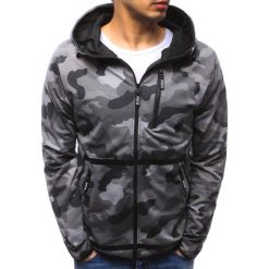 Bluzy męskie: Bluza męska rozpinana z kapturem woodland camo (bx3484)
