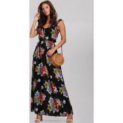 Czarna Sukienka Caustic. Czarne sukienki damskie Renee, na co dzień, xl, bez wzorów, z koronki, eleganckie, z falbankami, bez rękawów, maxi. Za 109,99 zł.