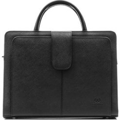 Skórzana aktówka damska PAOLO PERUZZI GA154 czarna - Czarny. Czarne aktówki damskie Paolo Peruzzi, w paski, ze skóry, eleganckie, bez dodatków. Za 429,99 zł.