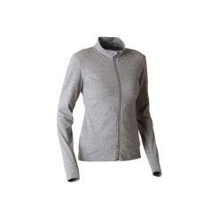 Bluza na zamek Gym & Pilates 100 damska. Szare bluzy damskie NYAMBA, xs, bez wzorów, z elastanu, bez rękawów, bez kaptura. Za 49,99 zł.