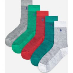 Skarpety 5 pack w ozdobnym pudełku - Zielony. Zielone skarpetki męskie Reserved, bez wzorów. Za 39,99 zł.