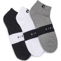 Rip Curl 3-Pak Skarpetki Męskie Corpo Stripe Ankle Socks Uni Wielobarwny. Szare skarpetki męskie Rip Curl, bez wzorów, z materiału. Za 67,00 zł.