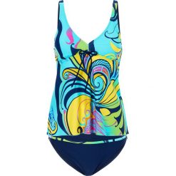 Tankini bonprix niebiesko-żółty. Niebieskie stroje kąpielowe damskie bonprix, z nadrukiem. Za 79,99 zł.