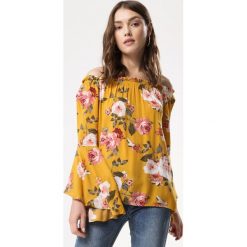 Żółta Bluzka Intuitively. Żółte bluzki damskie Born2be, xl, bez wzorów, z falbankami, z długim rękawem. Za 59,99 zł.