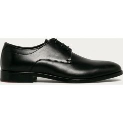Hugo - Półbuty skórzane. Czarne buty wizytowe męskie HUGO, ze skóry, eleganckie, z okrągłym noskiem. Za 999,90 zł.