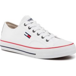Trampki TOMMY JEANS - Leather City Sneaker EM0EM00394 White Ybs. Białe półbuty męskie Tommy Jeans, na co dzień, bez wzorów, z jeansu, bez zapięcia. W wyprzedaży za 279,00 zł.